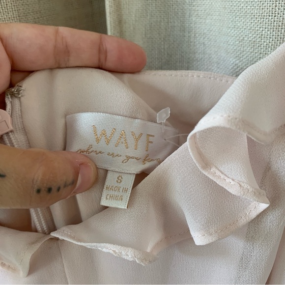 WAYF LONG RUFFLED SOFT PINK EVENING DRESS - Picture 9 of 13